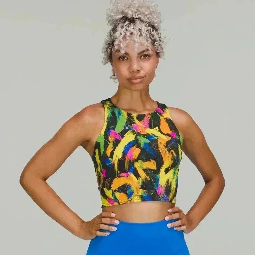 Lululemon Wunder Train Racerback Tank Size 6
Black Neon Multi